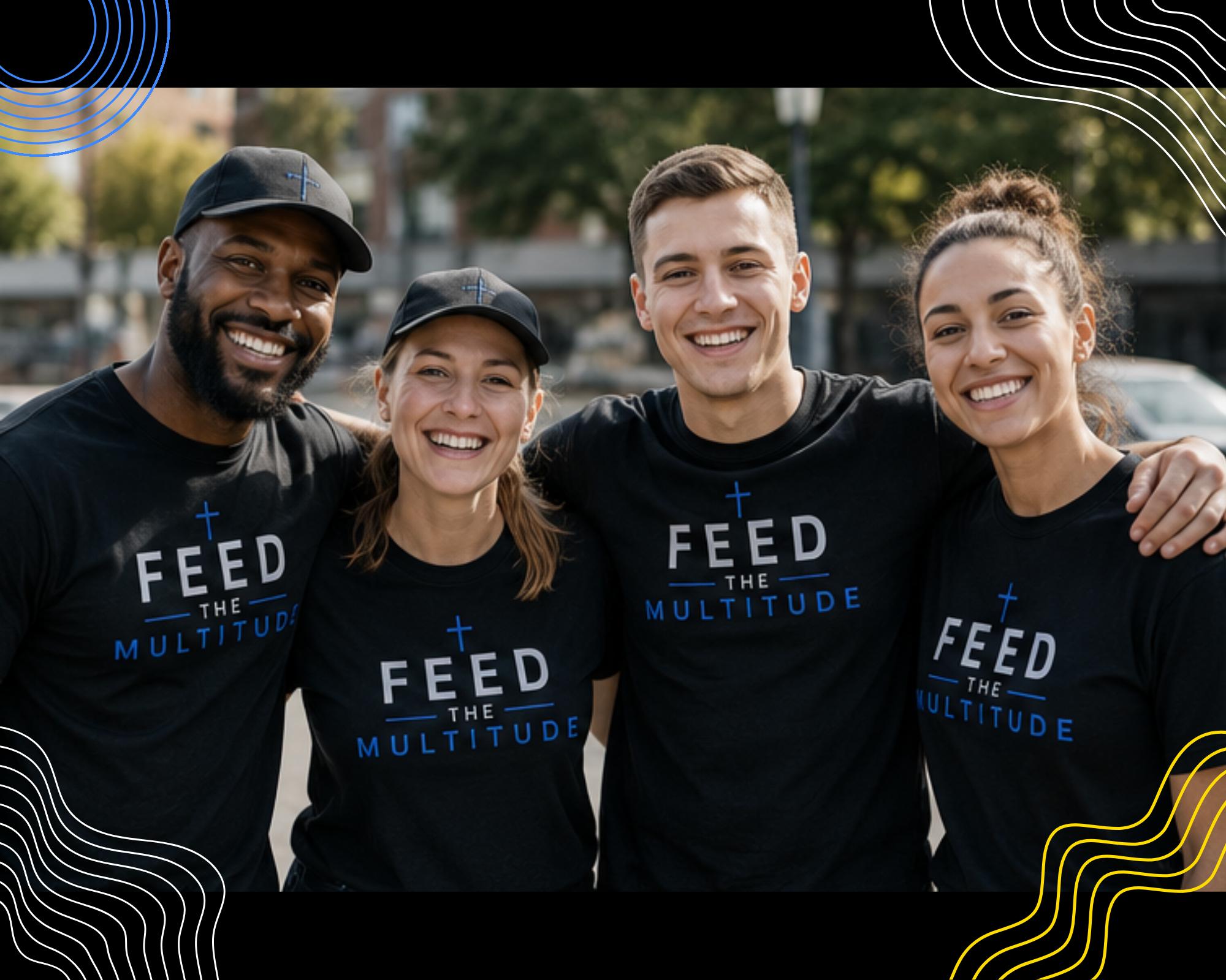 The Feed the Multitude volunteers smiling at the camera.